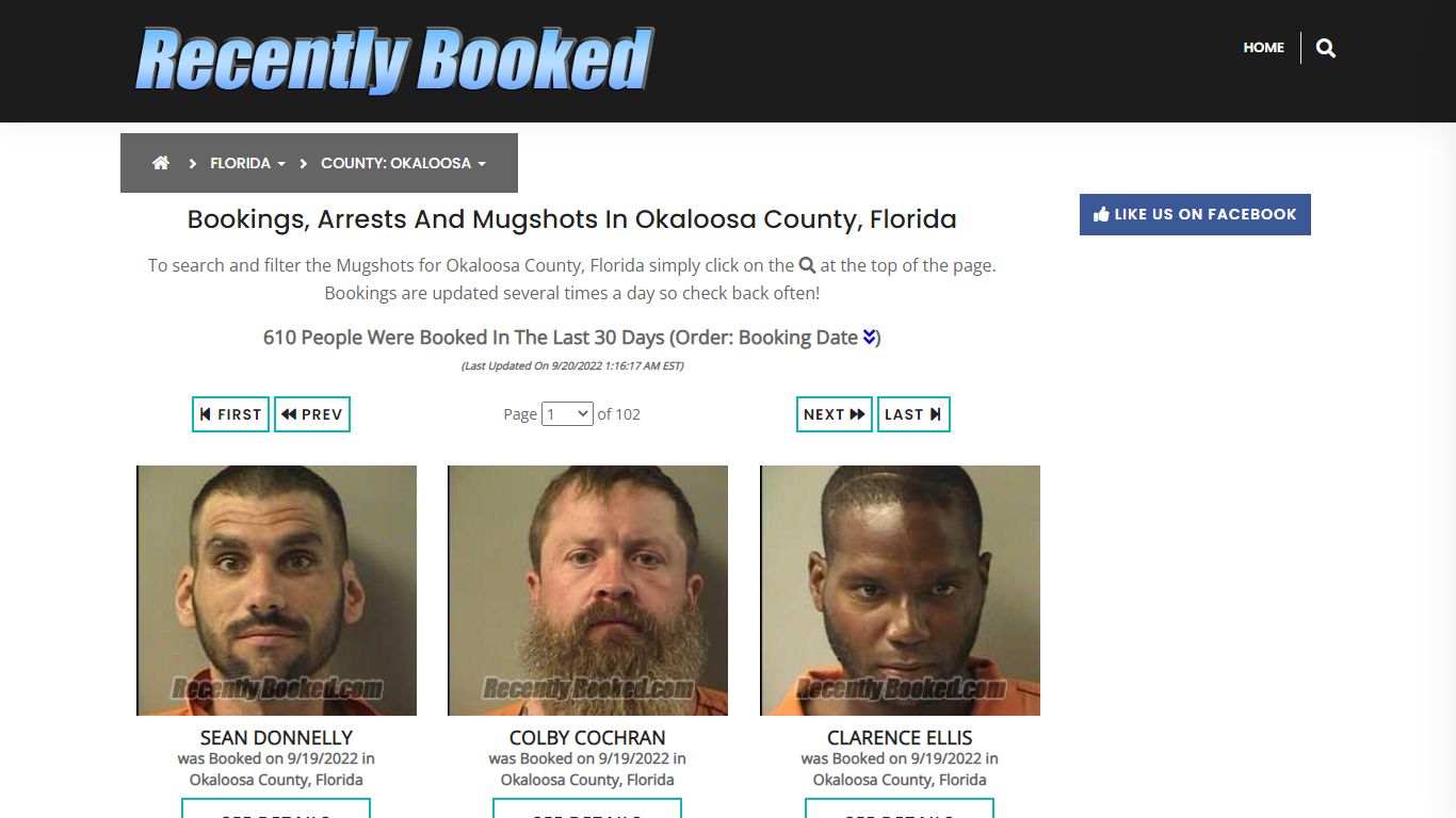 Bookings, Arrests and Mugshots in Okaloosa County, Florida